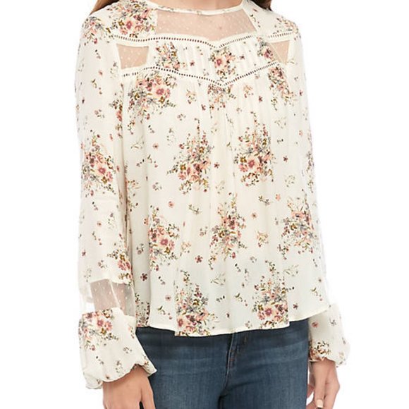 New Jolt Long Sleeve Woven Blouse Juniors Small - Picture 1 of 4